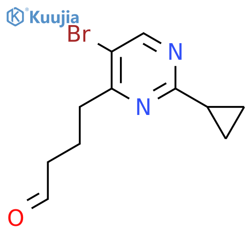 4-(5-bromo-2-cyclopropylpyrimidin-4-yl)butanal structure