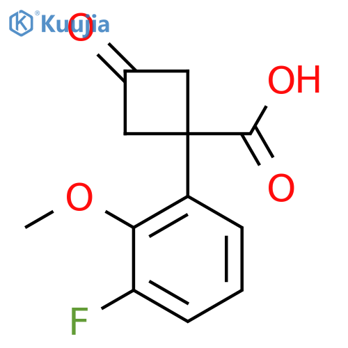 1-(3-fluoro-2-methoxyphenyl)-3-oxocyclobutane-1-carboxylic acid structure