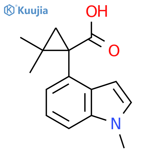 2,2-dimethyl-1-(1-methyl-1H-indol-4-yl)cyclopropane-1-carboxylic acid structure