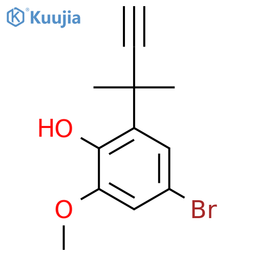 4-bromo-2-methoxy-6-(2-methylbut-3-yn-2-yl)phenol structure