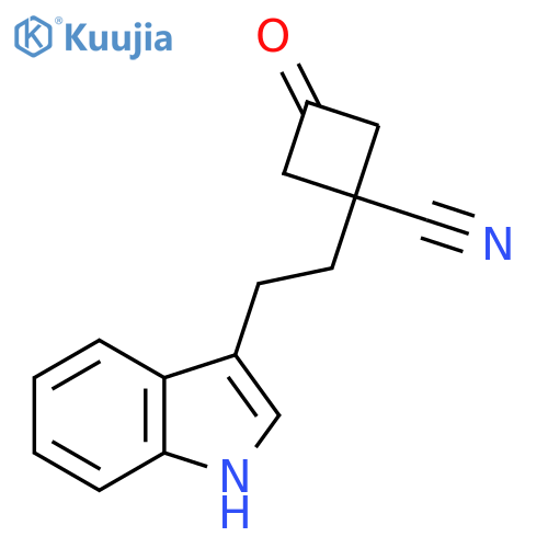1-2-(1H-indol-3-yl)ethyl-3-oxocyclobutane-1-carbonitrile structure