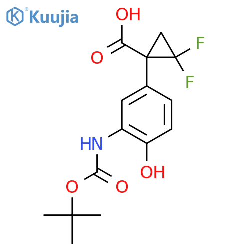 1-(3-{(tert-butoxy)carbonylamino}-4-hydroxyphenyl)-2,2-difluorocyclopropane-1-carboxylic acid structure