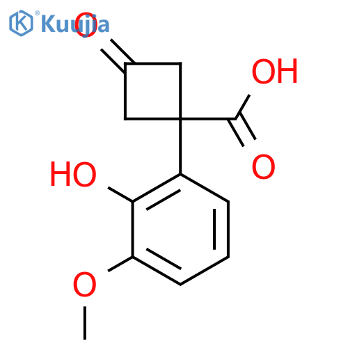 1-(2-hydroxy-3-methoxyphenyl)-3-oxocyclobutane-1-carboxylic acid structure