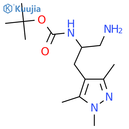 tert-butyl N-1-amino-3-(trimethyl-1H-pyrazol-4-yl)propan-2-ylcarbamate structure