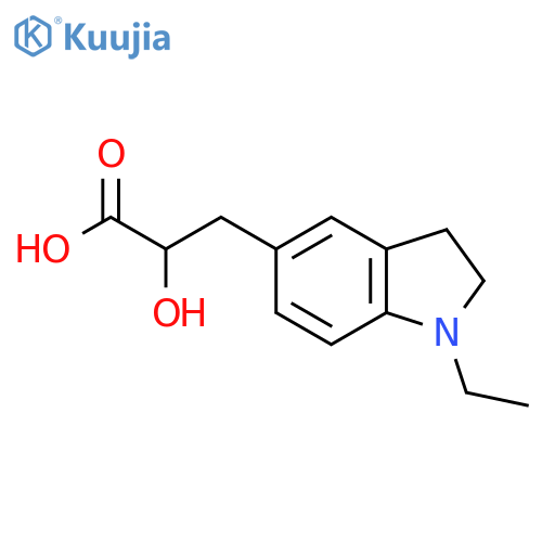 3-(1-ethyl-2,3-dihydro-1H-indol-5-yl)-2-hydroxypropanoic acid structure
