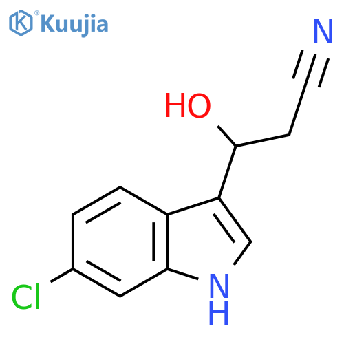 3-(6-chloro-1H-indol-3-yl)-3-hydroxypropanenitrile structure