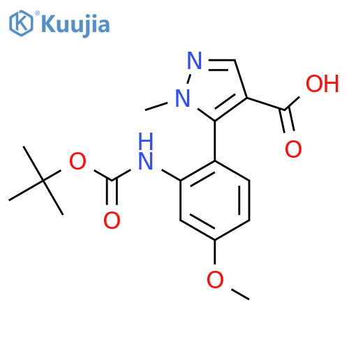 5-(2-{(tert-butoxy)carbonylamino}-4-methoxyphenyl)-1-methyl-1H-pyrazole-4-carboxylic acid structure