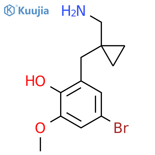 2-{1-(aminomethyl)cyclopropylmethyl}-4-bromo-6-methoxyphenol structure