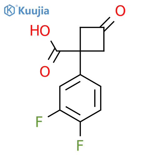 1-(3,4-Difluorophenyl)-3-oxocyclobutane-1-carboxylic acid structure