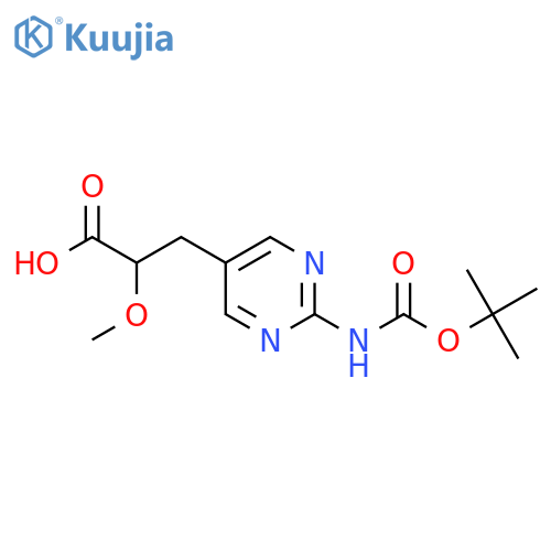 3-(2-{(tert-butoxy)carbonylamino}pyrimidin-5-yl)-2-methoxypropanoic acid structure