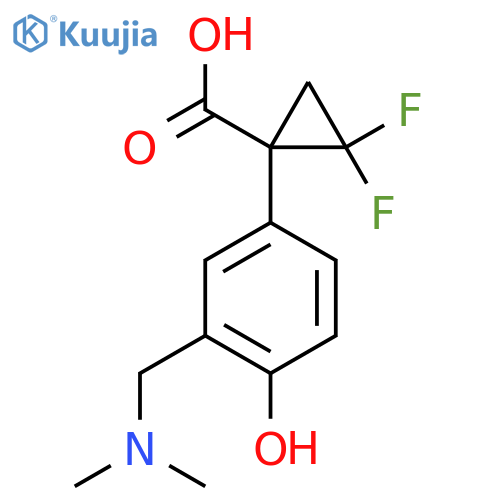 1-{3-(dimethylamino)methyl-4-hydroxyphenyl}-2,2-difluorocyclopropane-1-carboxylic acid structure