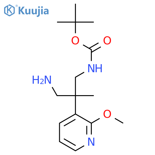 tert-butyl N-3-amino-2-(2-methoxypyridin-3-yl)-2-methylpropylcarbamate structure
