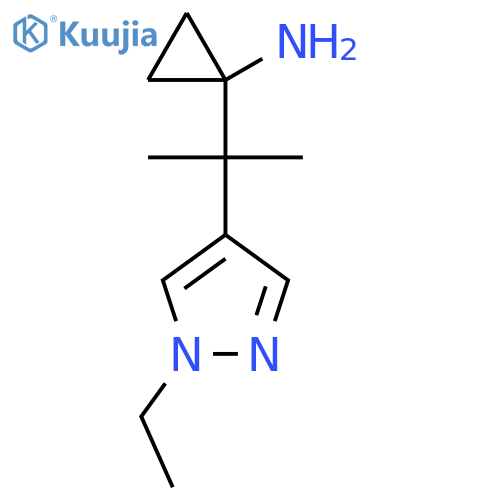 1-2-(1-ethyl-1H-pyrazol-4-yl)propan-2-ylcyclopropan-1-amine structure