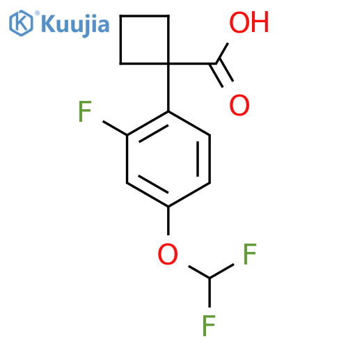 1-4-(difluoromethoxy)-2-fluorophenylcyclobutane-1-carboxylic acid structure