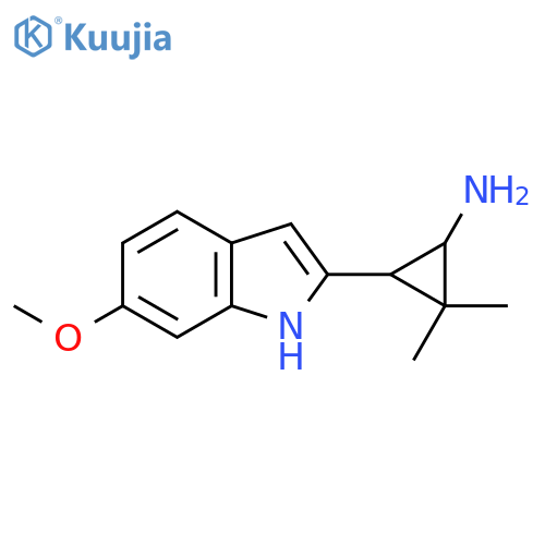 3-(6-methoxy-1H-indol-2-yl)-2,2-dimethylcyclopropan-1-amine structure