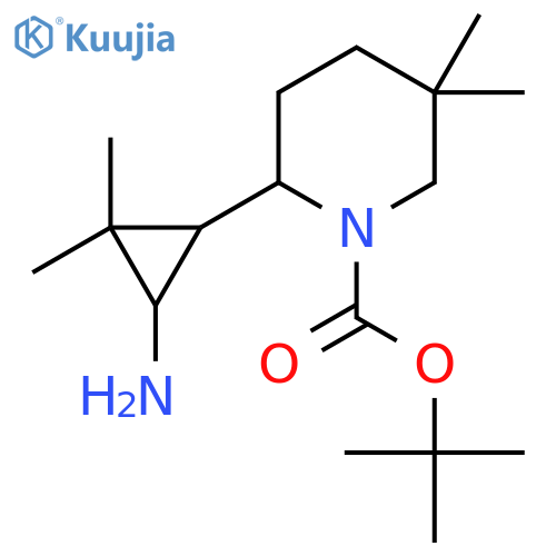 tert-butyl 2-(3-amino-2,2-dimethylcyclopropyl)-5,5-dimethylpiperidine-1-carboxylate structure