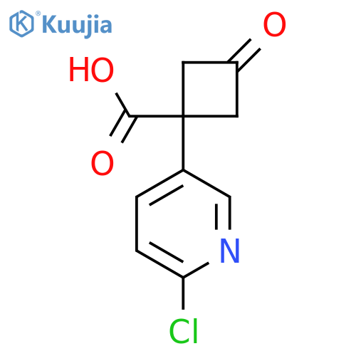 1-(6-chloropyridin-3-yl)-3-oxocyclobutane-1-carboxylic acid structure