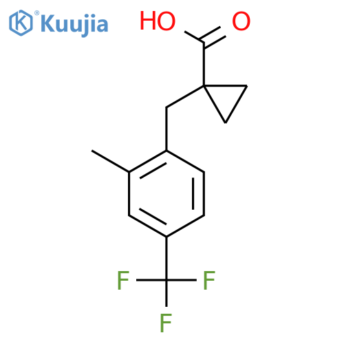 1-{2-methyl-4-(trifluoromethyl)phenylmethyl}cyclopropane-1-carboxylic acid structure