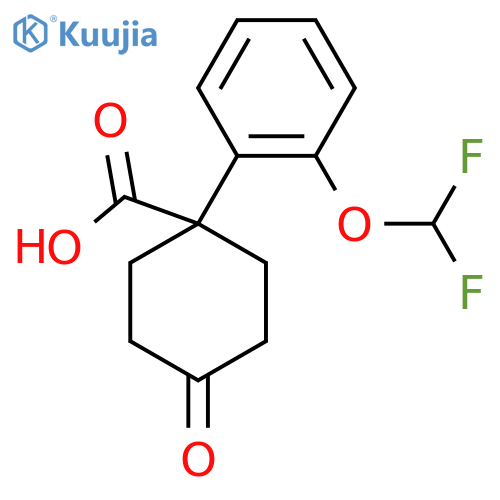 1-2-(difluoromethoxy)phenyl-4-oxocyclohexane-1-carboxylic acid structure