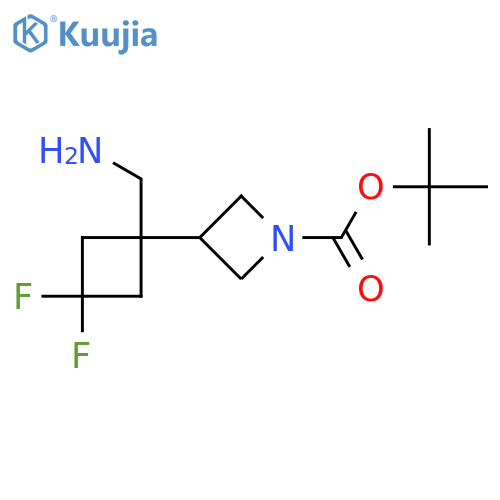 tert-butyl 3-1-(aminomethyl)-3,3-difluorocyclobutylazetidine-1-carboxylate structure