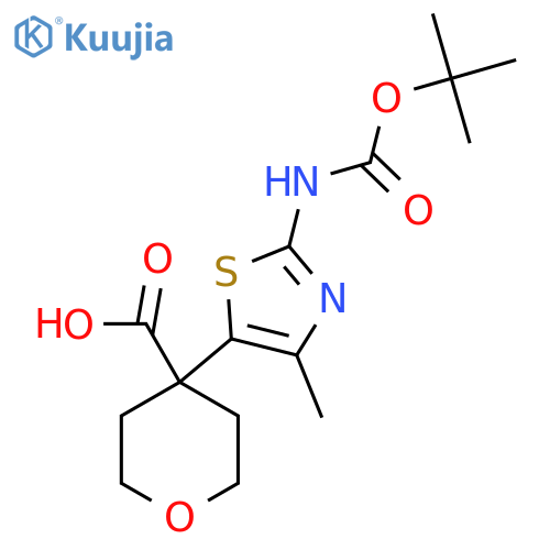 4-(2-{(tert-butoxy)carbonylamino}-4-methyl-1,3-thiazol-5-yl)oxane-4-carboxylic acid structure
