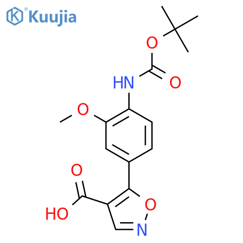5-(4-{(tert-butoxy)carbonylamino}-3-methoxyphenyl)-1,2-oxazole-4-carboxylic acid structure