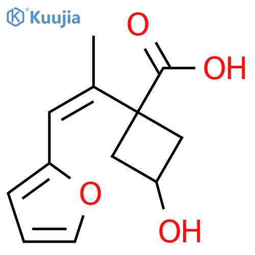 1-1-(furan-2-yl)prop-1-en-2-yl-3-hydroxycyclobutane-1-carboxylic acid structure