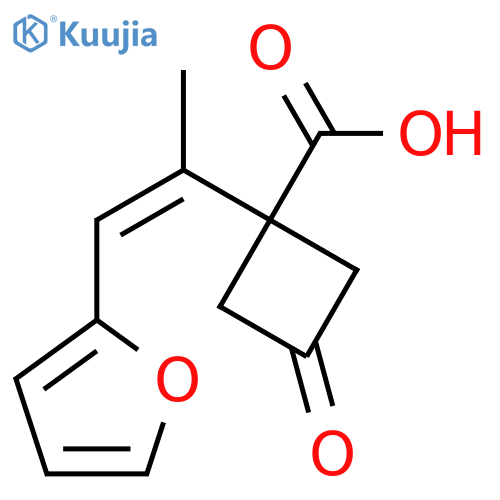 1-1-(furan-2-yl)prop-1-en-2-yl-3-oxocyclobutane-1-carboxylic acid structure