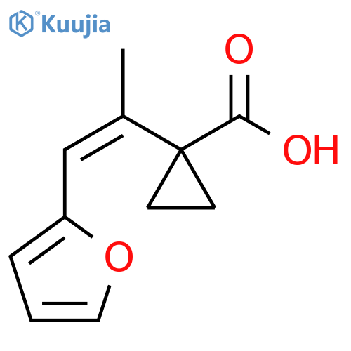 1-1-(furan-2-yl)prop-1-en-2-ylcyclopropane-1-carboxylic acid structure