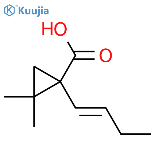 1-(but-1-en-1-yl)-2,2-dimethylcyclopropane-1-carboxylic acid structure