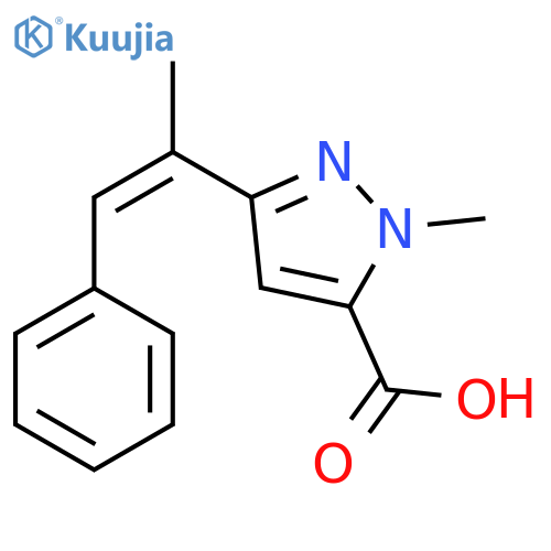 1-methyl-3-(1-phenylprop-1-en-2-yl)-1H-pyrazole-5-carboxylic acid structure