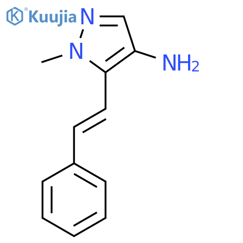 1-methyl-5-(2-phenylethenyl)-1H-pyrazol-4-amine structure