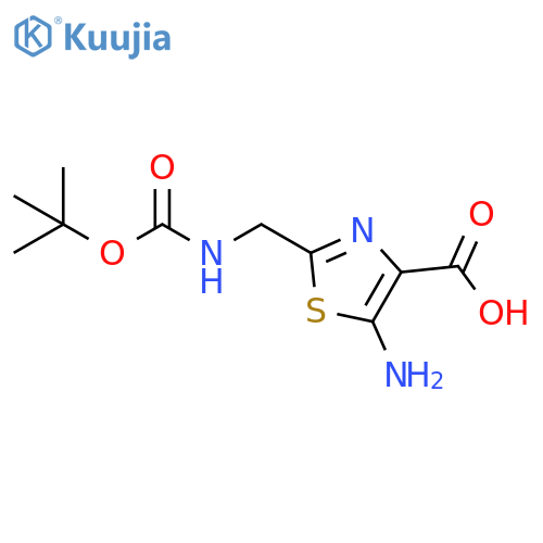 5-amino-2-({(tert-butoxy)carbonylamino}methyl)-1,3-thiazole-4-carboxylic acid structure