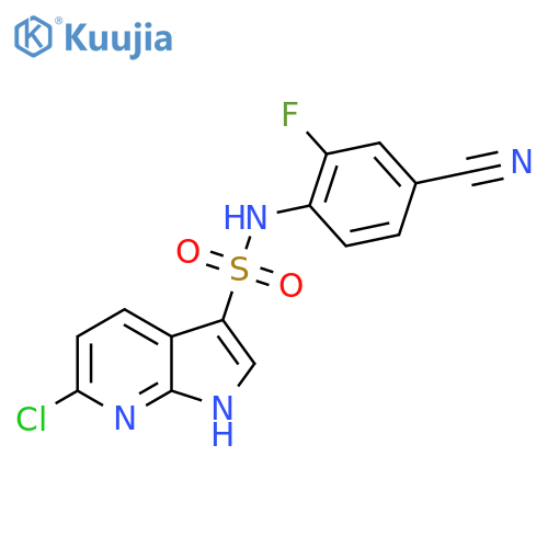 6-chloro-N-(4-cyano-2-fluorophenyl)-1H-pyrrolo[2,3-b]pyridine-3-sulfonamide structure