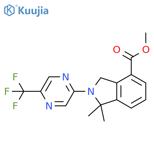 methyl 1,1-dimethyl-2-[5-(trifluoromethyl)pyrazin-2-yl]isoindoline-4-carboxylate structure