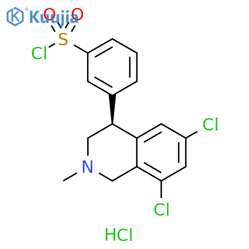 Benzenesulfonyl chloride, 3-[(4S)-6,8-dichloro-1,2,3,4-tetrahydro-2-methyl-4-isoquinolinyl]-, hydrochloride (1:1) structure