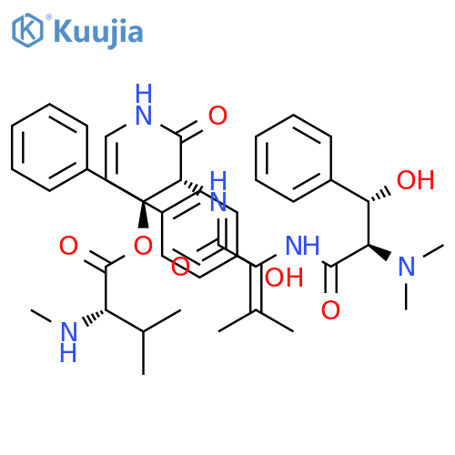 Phenylalaninamide, b-hydroxy-N,N-dimethylphenylalanyl-2,3-didehydrovalyl-N-[2-(4-hydroxyphenyl)ethenyl]-b-[3-methyl-2-(methylamino)-1-oxobutoxy]-(9CI) structure