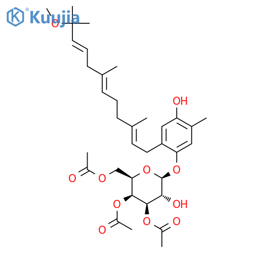 b-D-Galactopyranoside,4-hydroxy-2-[(2E,6E,9E)-11-methoxy-3,7,11-trimethyl-2,6,9-dodecatrienyl]-5-methylphenyl,3,4,6-triacetate (9CI) structure