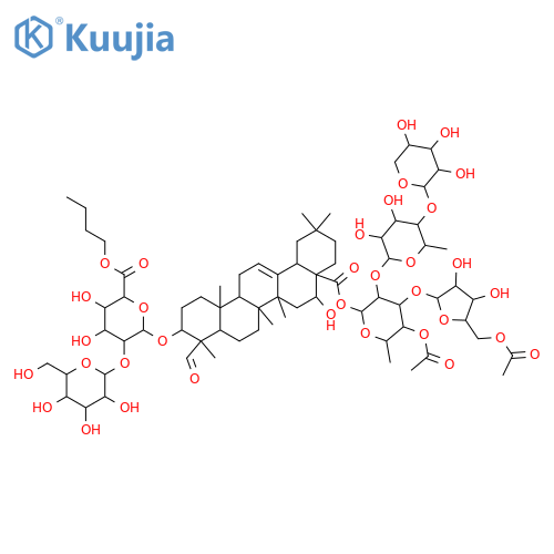 b-D-Glucopyranosiduronic acid, (3b,4a,16a)-28-[(O-5-O-acetyl-a-L-arabinofuranosyl-(1&reg;3)-O-[O-b-D-xylopyranosyl-(1&reg;4)-6-deoxy-a-L-mannopyranosyl-(1&reg;2)]-4-O-acetyl-6-deoxy-b-D-galactopyranosyl)oxy]-16-hydroxy-23,28-dioxoolean-12-en-3-yl2-O-b-D-g structure