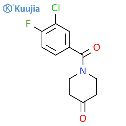 1-(3-chloro-4-fluorobenzoyl)-4-piperidinone structure