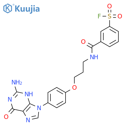 Benzenesulfonylfluoride,3-[[[3-[4-(2-amino-1,6-dihydro-6-oxo-9H-purin-9-yl)phenoxy]propyl]amino]carbonyl]- structure