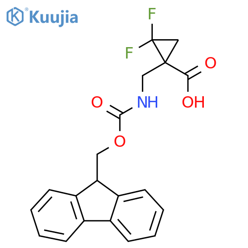 1-[({[(9H-fluoren-9-yl)methoxy]carbonyl}amino)methyl]-2,2-difluorocyclopropane-1-carboxylic acid structure