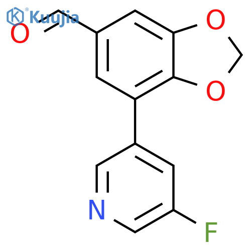 7-(5-fluoropyridin-3-yl)-1,3-dioxaindane-5-carbaldehyde structure