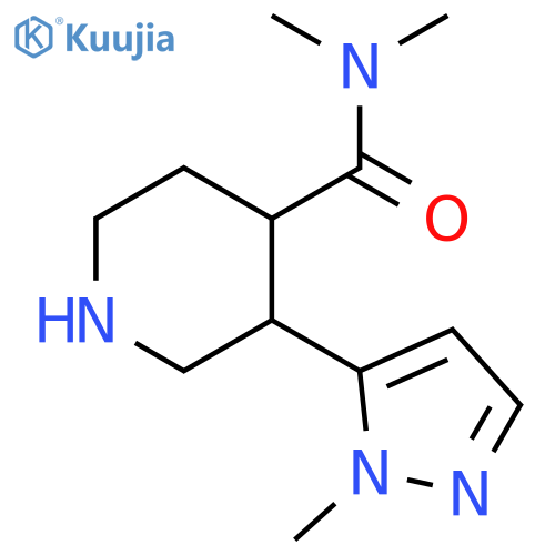 N,N-dimethyl-3-(1-methyl-1H-pyrazol-5-yl)piperidine-4-carboxamide structure