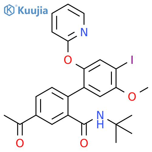 [1,1'-Biphenyl]-2-carboxamide, 4-acetyl-N-(1,1-dimethylethyl)-4'-iodo-5'-methoxy-2'-(2-pyridinyloxy)- structure