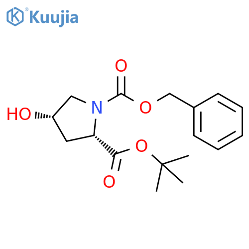 (2S,4S)-4-hydroxy-1-phenylmethoxycarbonylpyrrolidine-2-carboxylic acid tert-butyl ester structure