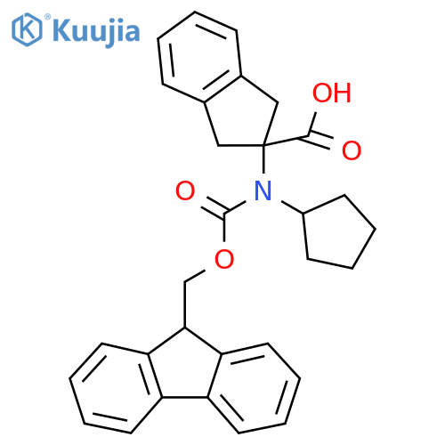 2-[cyclopentyl({[(9H-fluoren-9-yl)methoxy]carbonyl})amino]-2,3-dihydro-1H-indene-2-carboxylic acid structure