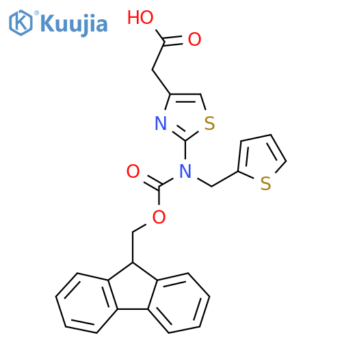 2-[2-({[(9H-fluoren-9-yl)methoxy]carbonyl}[(thiophen-2-yl)methyl]amino)-1,3-thiazol-4-yl]acetic acid structure