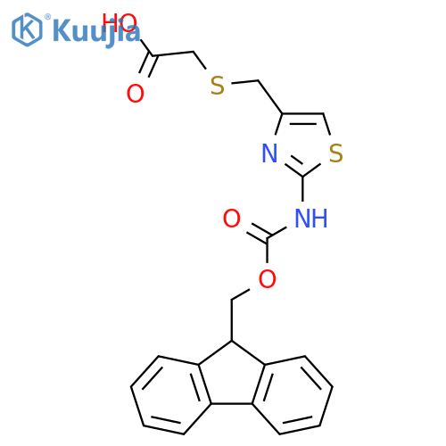 Acetic acid, 2-[[[2-[[(9H-fluoren-9-ylmethoxy)carbonyl]amino]-4-thiazolyl]methyl]thio]- structure