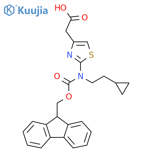 2-{2-[(2-cyclopropylethyl)({[(9H-fluoren-9-yl)methoxy]carbonyl})amino]-1,3-thiazol-4-yl}acetic acid structure